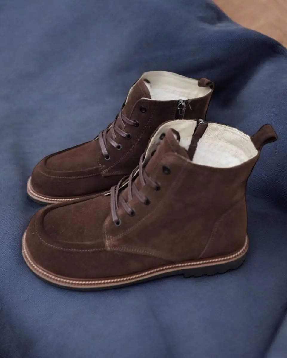 Brown Leather Winter Boots Handmade Anatomical Ankle Boots