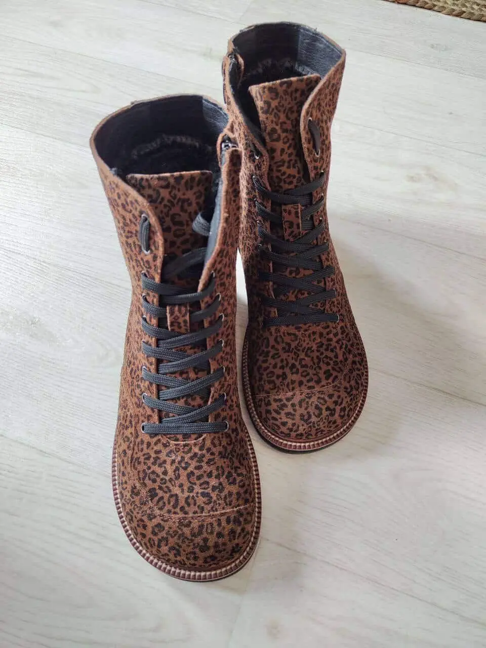 Winter Black Leather Boots Women Handmade Anatomical Lace