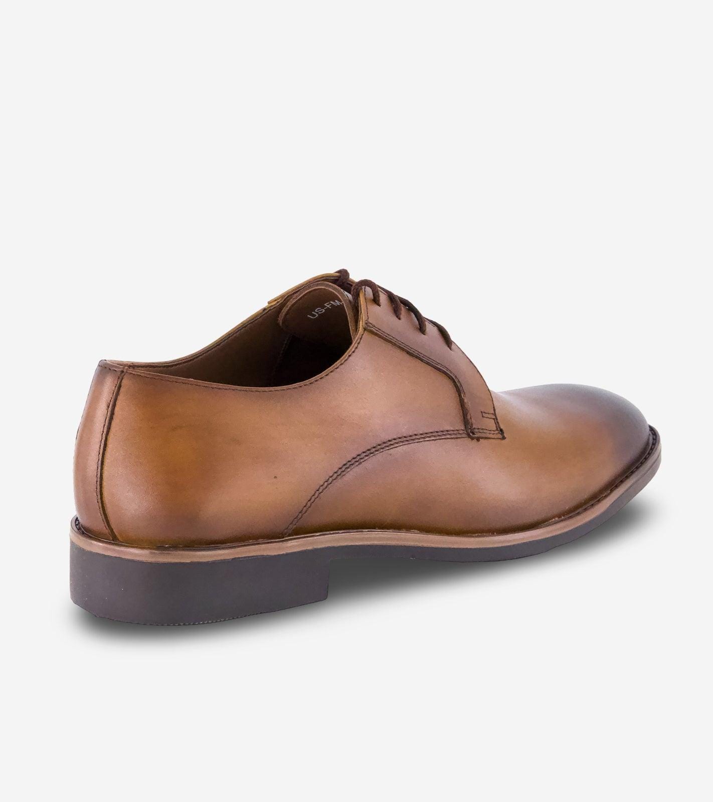 Brown Burnished Laceup Derby Shoes With Bella Tread